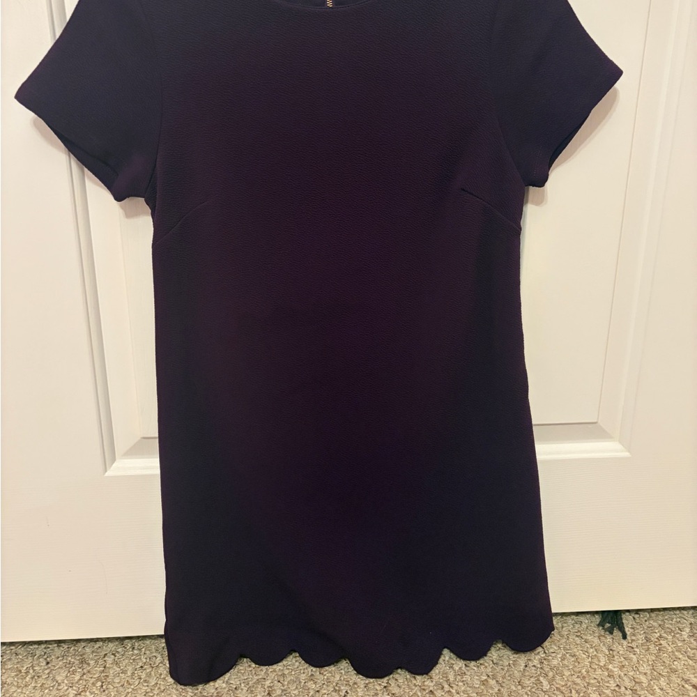 Elegant Scalloped Plum Purple Women's Dress